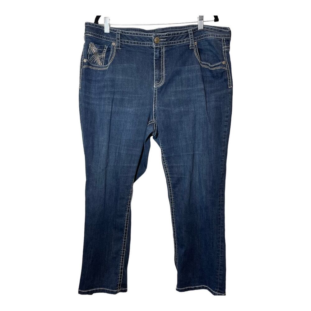 Lane Bryant Crop Jeans Genius Fit Size 20 Womens Embroidered Pocket plus